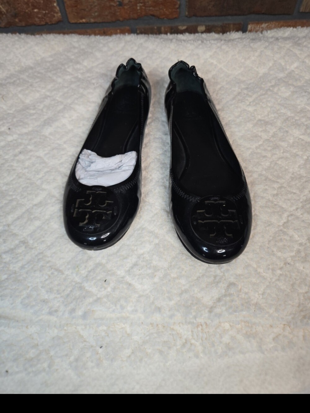 TORI BURCH Reva Patent Leather Ballet Flats sz 8M leather black